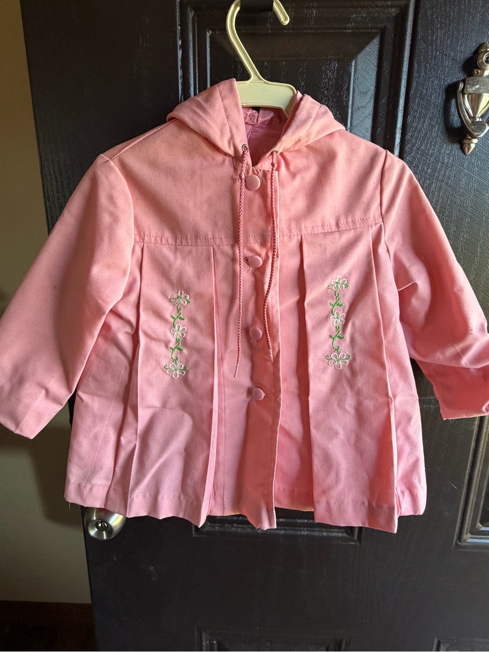 Vintage Weather Tamer Girls Pink 2T Raincoat with lining Embroidered floral USA